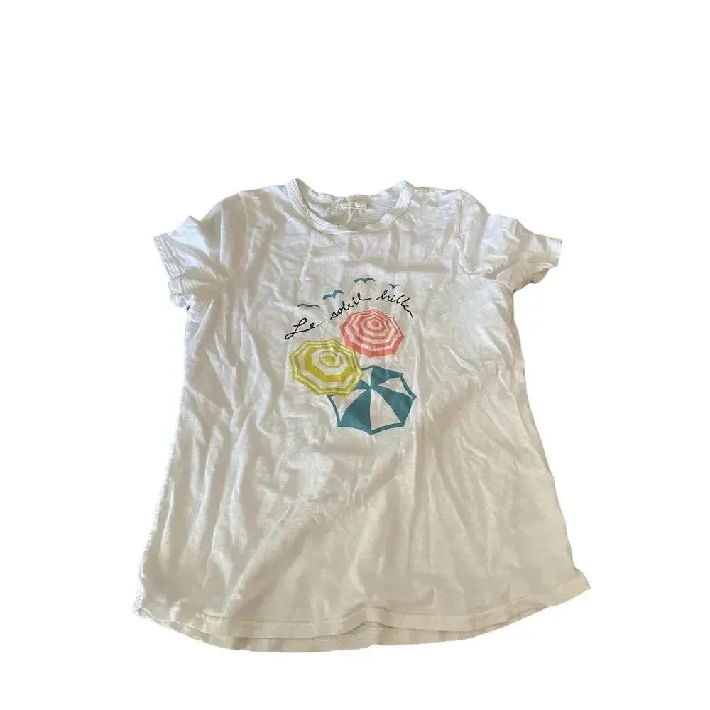 T.la Women's Cream Short Sleeve Crew Neck Pullover T-Shirt Size Small